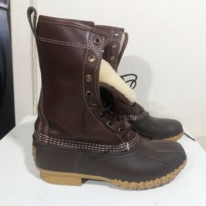 LL Bean 10" Dark Brown Tumbled Leather Boots 6M